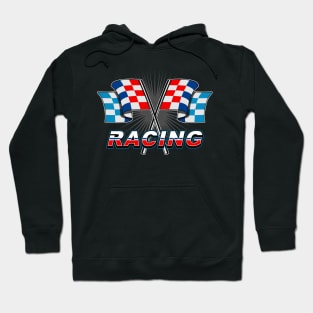 Tricolor checkered racing flag Hoodie